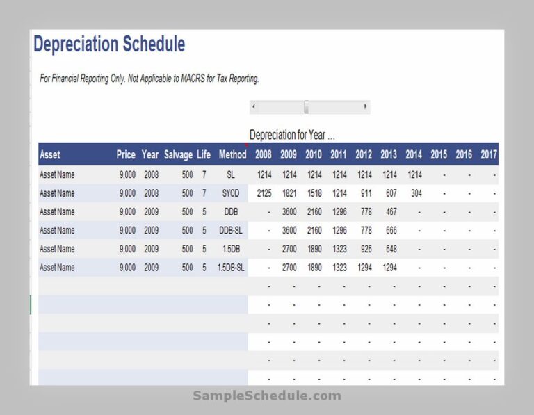 25 Depreciation Schedule Template Excel Free To Use Sample Schedule