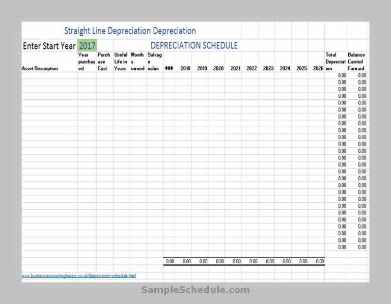 Depreciation Schedule Template Excel Free To Use Sample Schedule