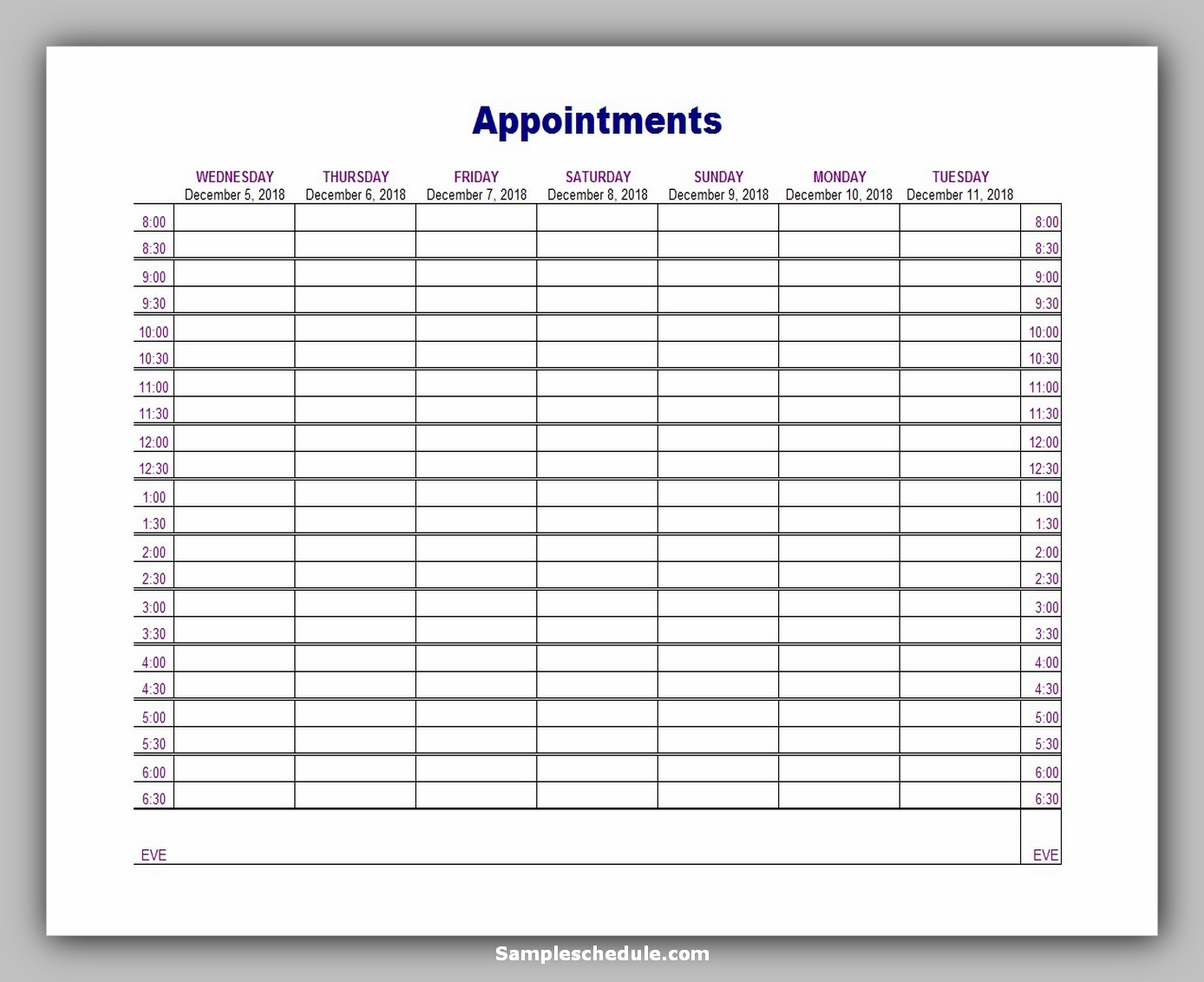 10 Best Appointment Schedule Template