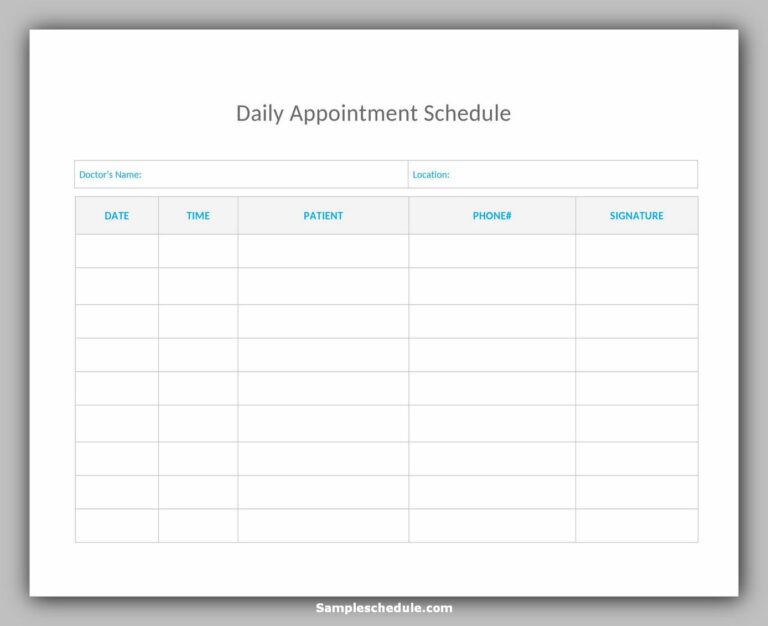 10 Best Appointment Schedule Template