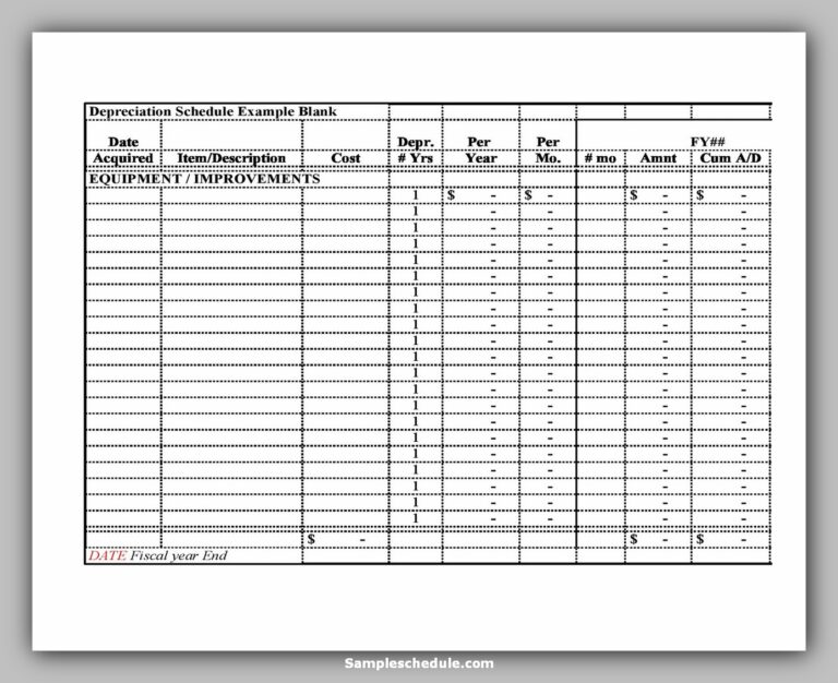 27+ Sample Depreciation Schedule - sample schedule