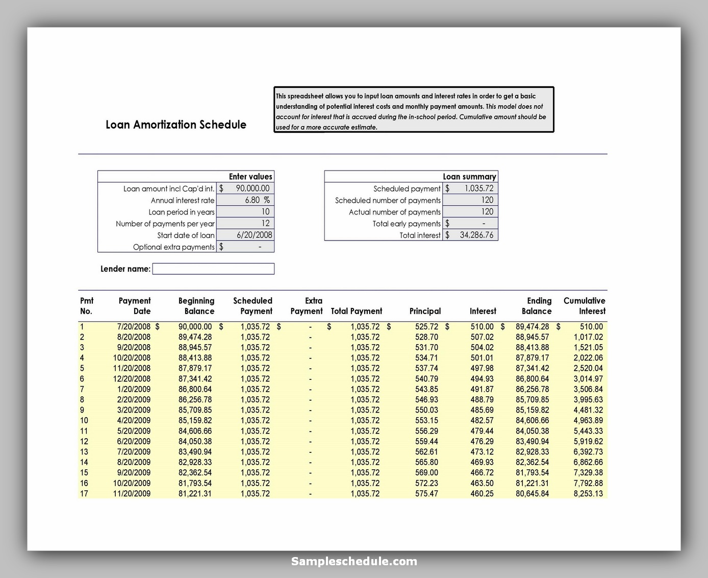 20 Loan Amortization Schedule Excel Sample Schedule   Loan Amortization Schedule 20 