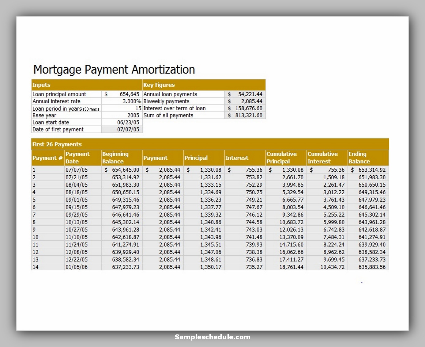 20 Loan Amortization Schedule Excel - sample schedule