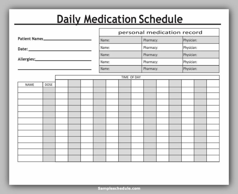 26+ Free Medication Schedule Template - sample schedule