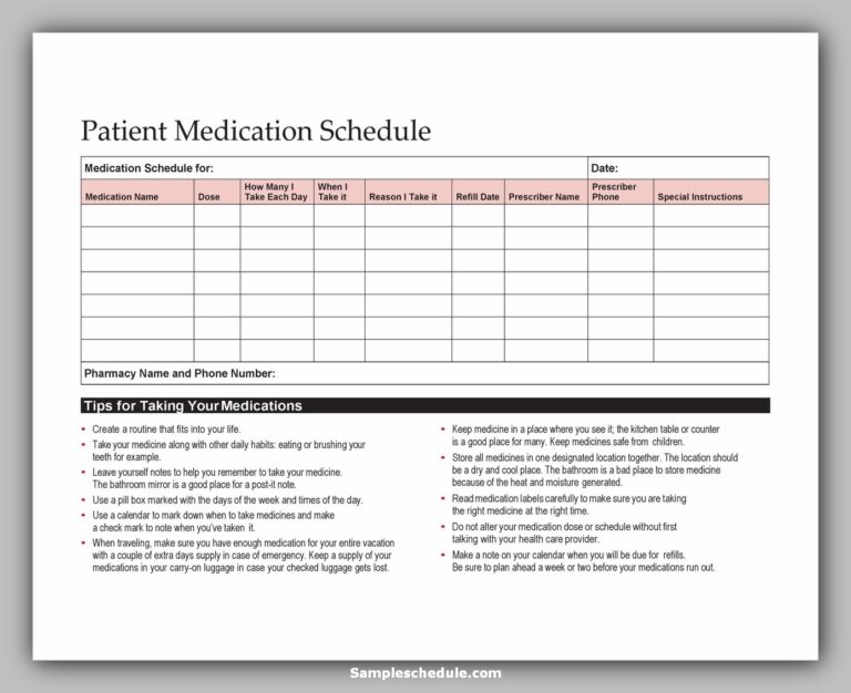 26+ Free Medication Schedule Template - sample schedule