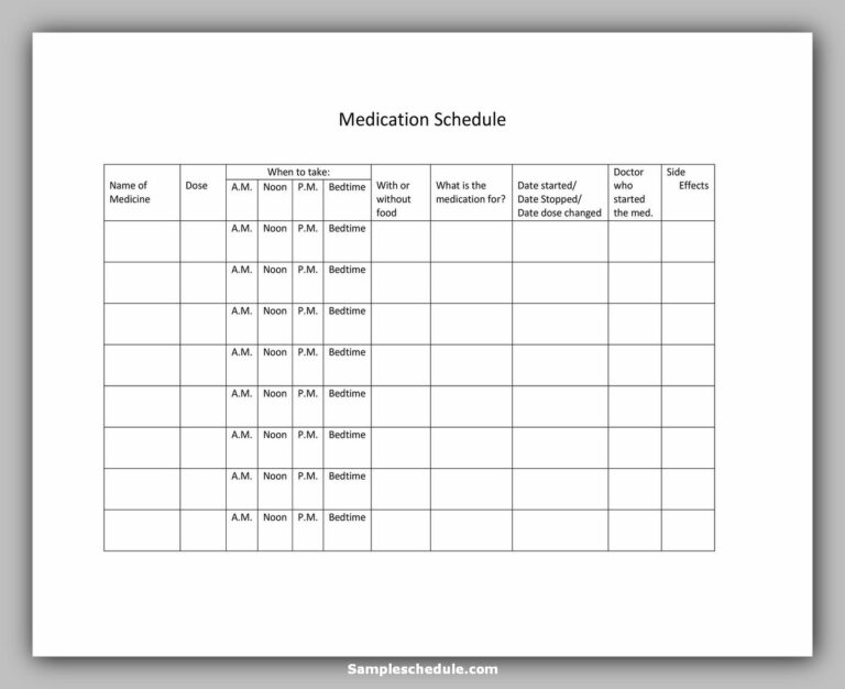 26+ Free Medication Schedule Template - sample schedule