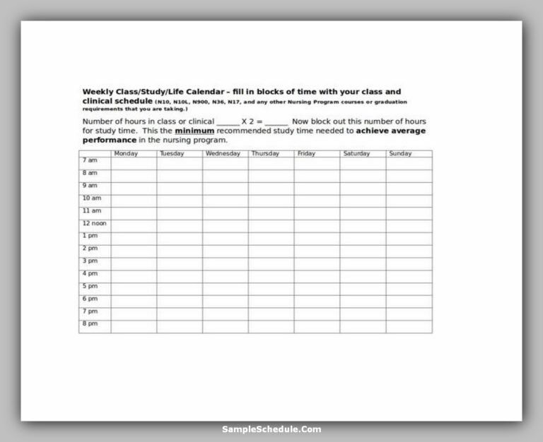 9+ Nurse Schedule Template & Example