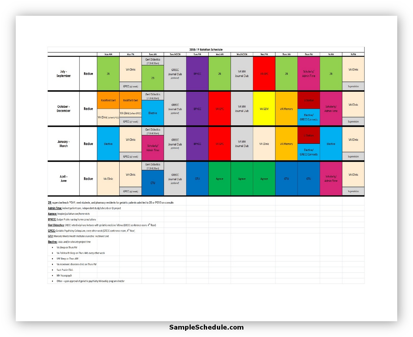51 Free Rotation Schedule Template sample schedule