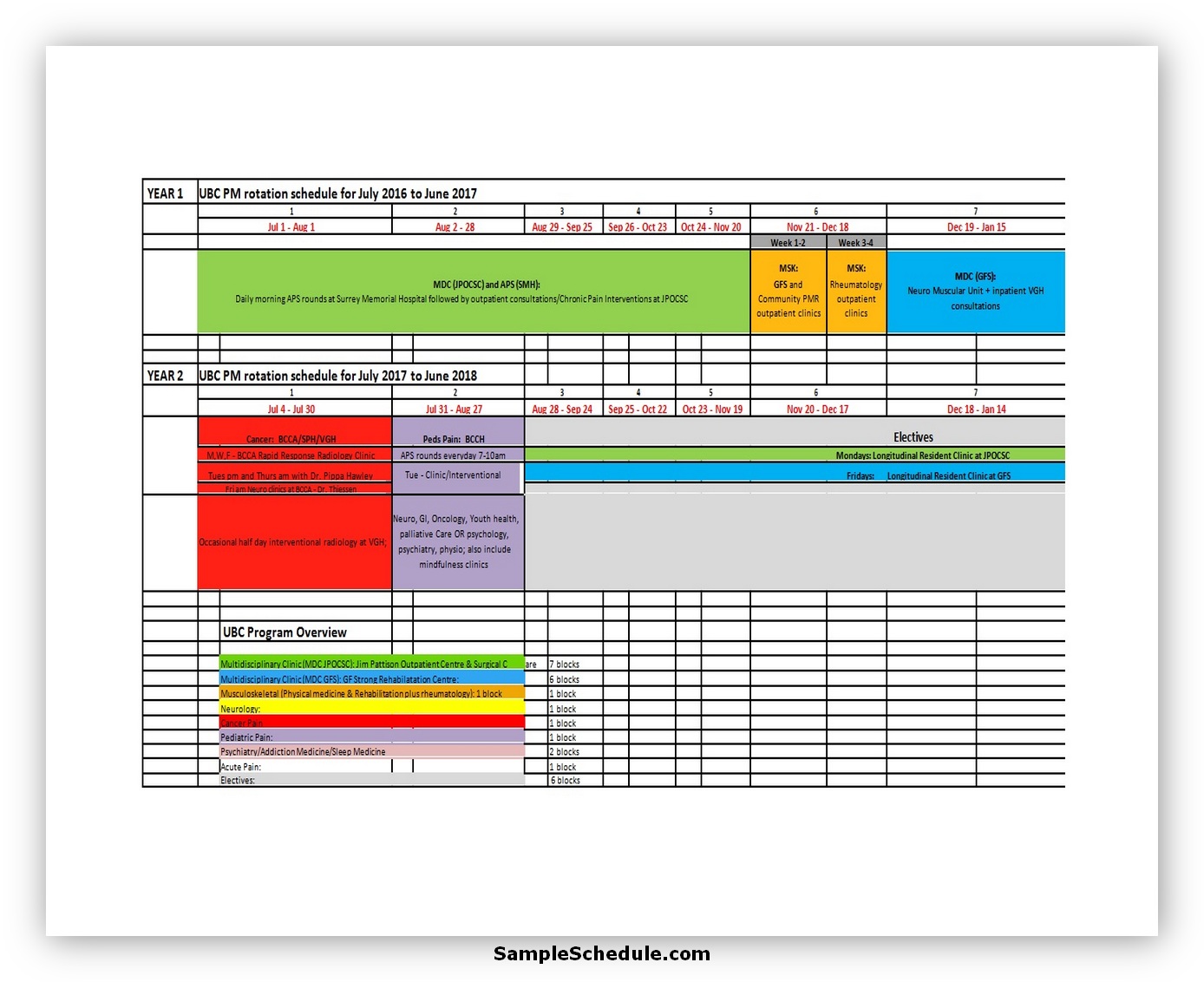 51 Free Rotation Schedule Template - sample schedule