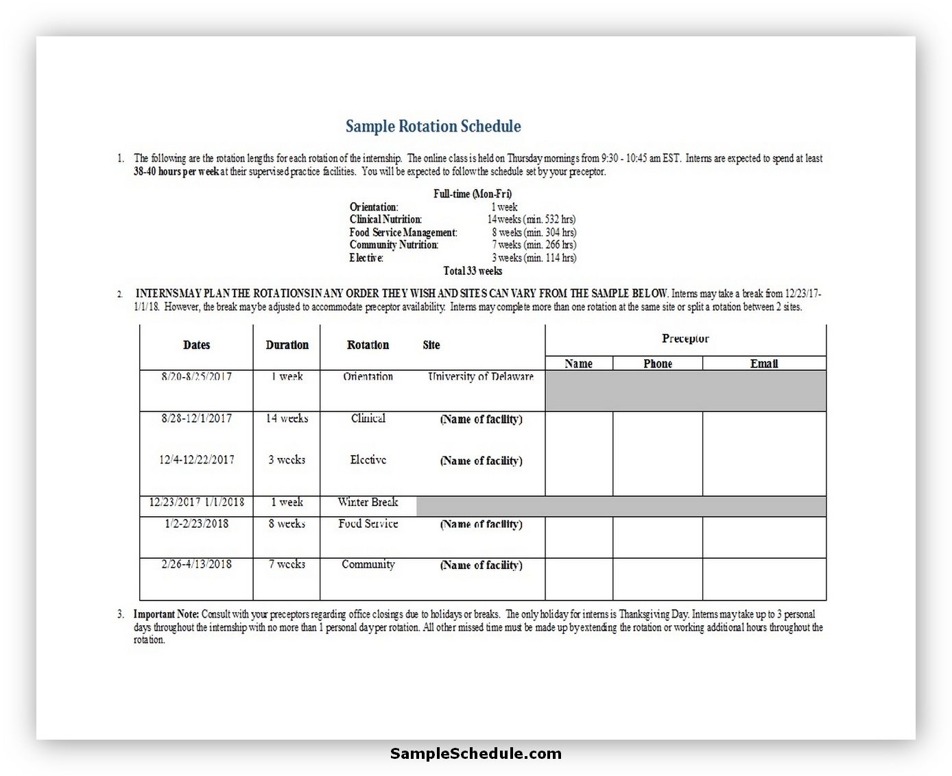 Team Rotation Schedule Template For Your Needs - Bank2home.com