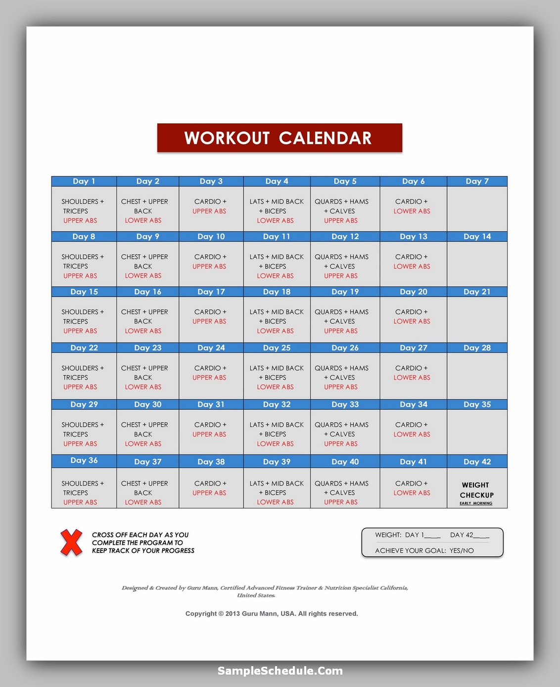 44+ Free Workout Schedule Template Excel, Word & Tips to find it ...