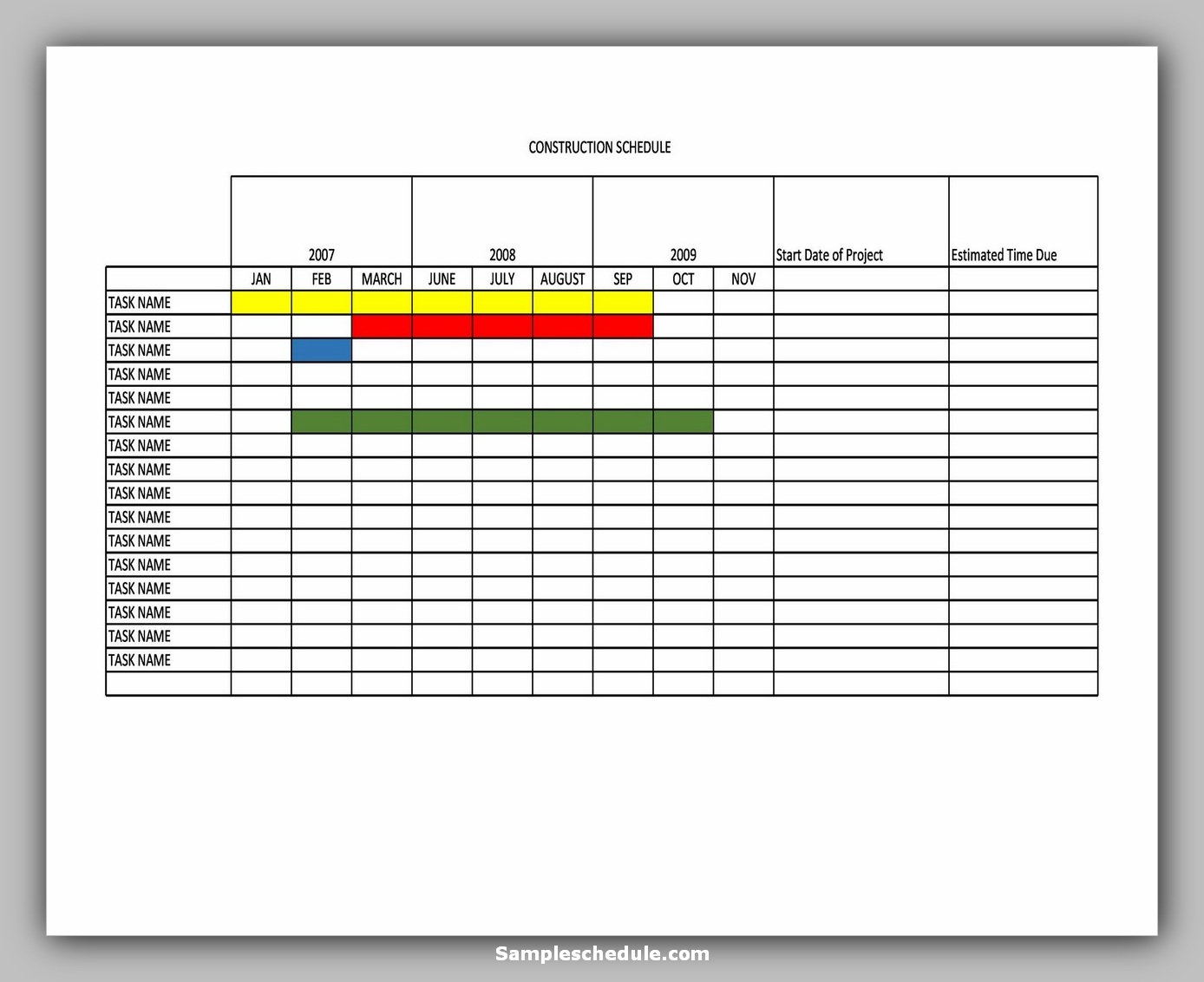 Construction Schedule Template Weekly