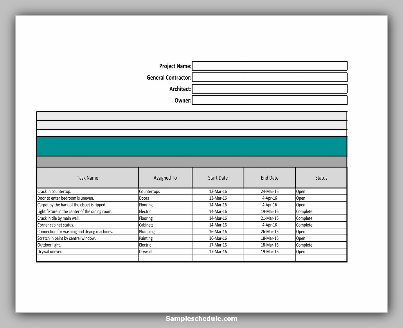 18 Construction Work Schedule Template 4927