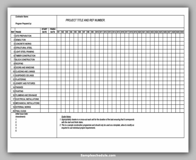 18 Construction Work Schedule Template