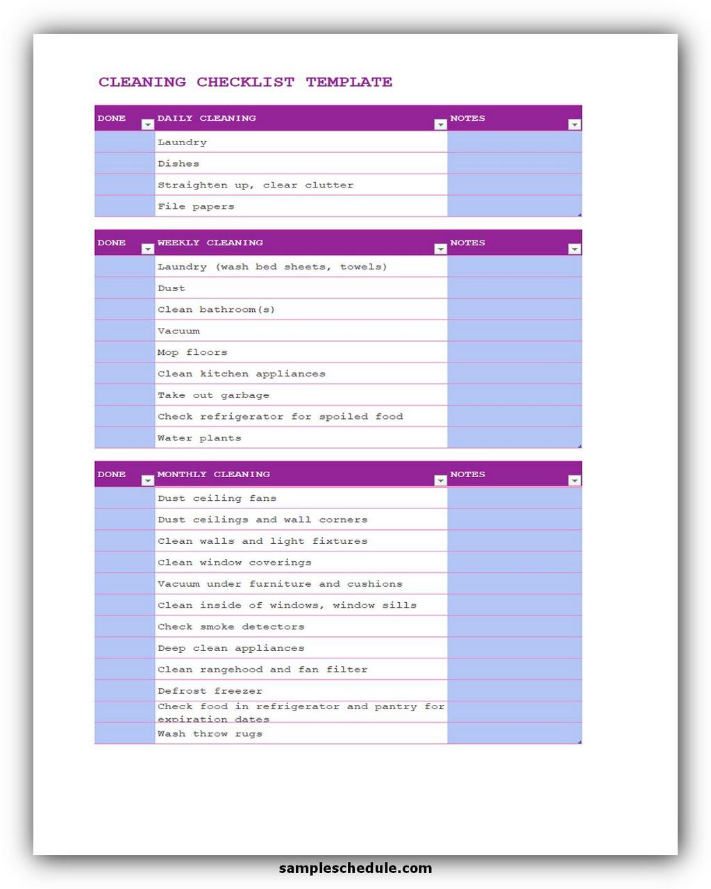  Office Cleaning Checklist Template Excel Free Download