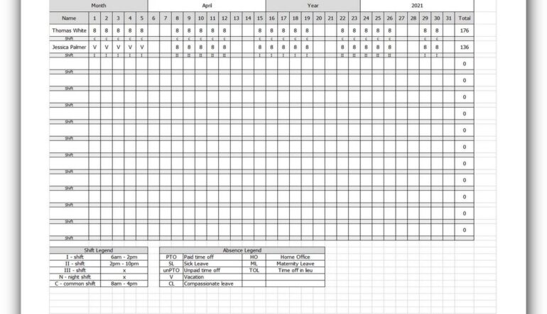 sample schedule