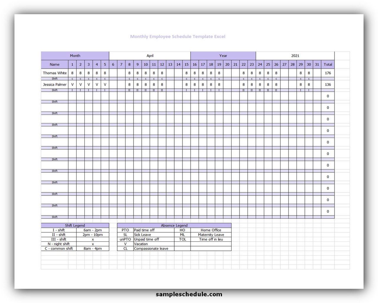 Blank Employee Monthly Work Schedule Template Images And Photos Finder