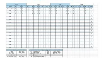 10+ Excel Work Schedule Template Monthly - sample schedule