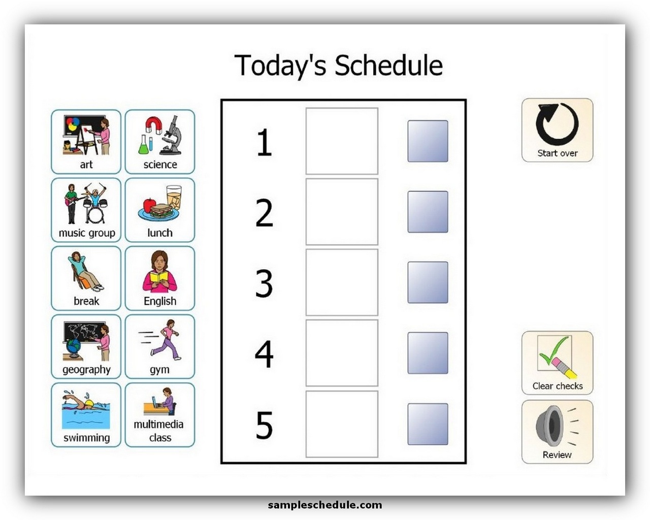 3+ Interesting Visual Schedule for Autism - sample schedule