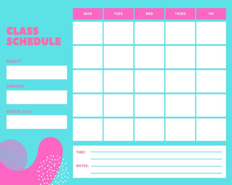 10+ Amazing Class Schedule Template Word - sample schedule