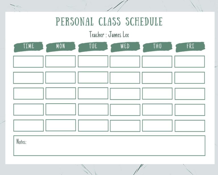 10 Amazing Class Schedule Template Word Sample Schedule