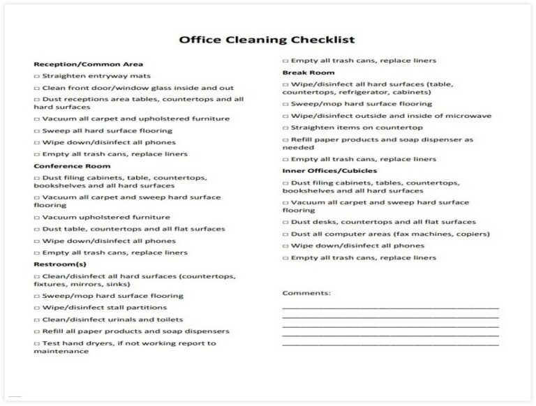 10+ Best Cleaning Schedule Template for Office - sample schedule