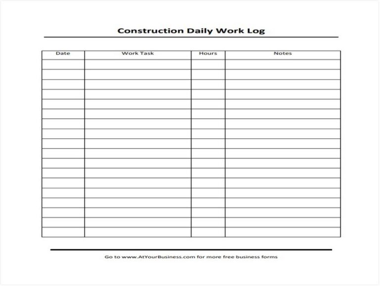 10+ Free Construction Daily Log Template sample schedule