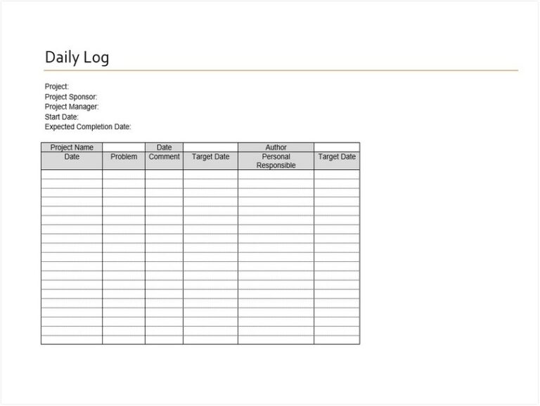 17+ Daily Log Template FREE - sample schedule