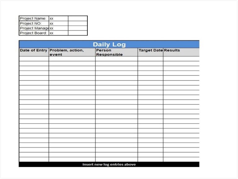 17+ Daily Log Template FREE - sample schedule