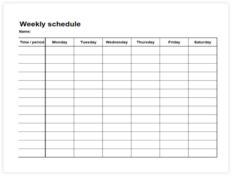10+ Creative Excel Template for Weekly Schedule - sample schedule