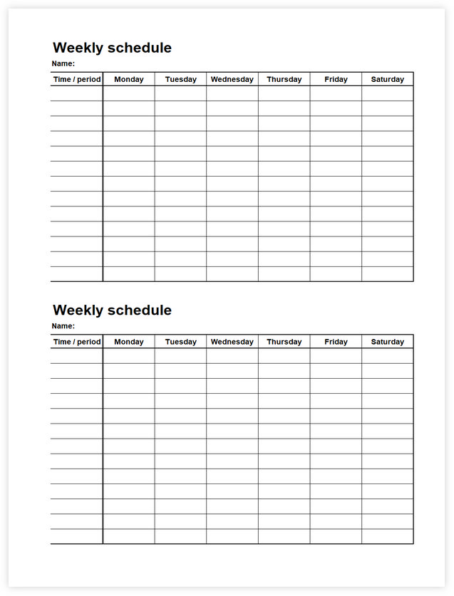 10+ Creative Excel Template for Weekly Schedule - sample schedule