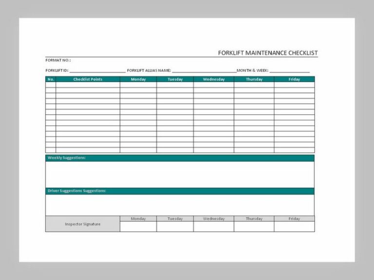 12 Free Forklift Maintenance Schedule Template: Keep Your Forklifts in