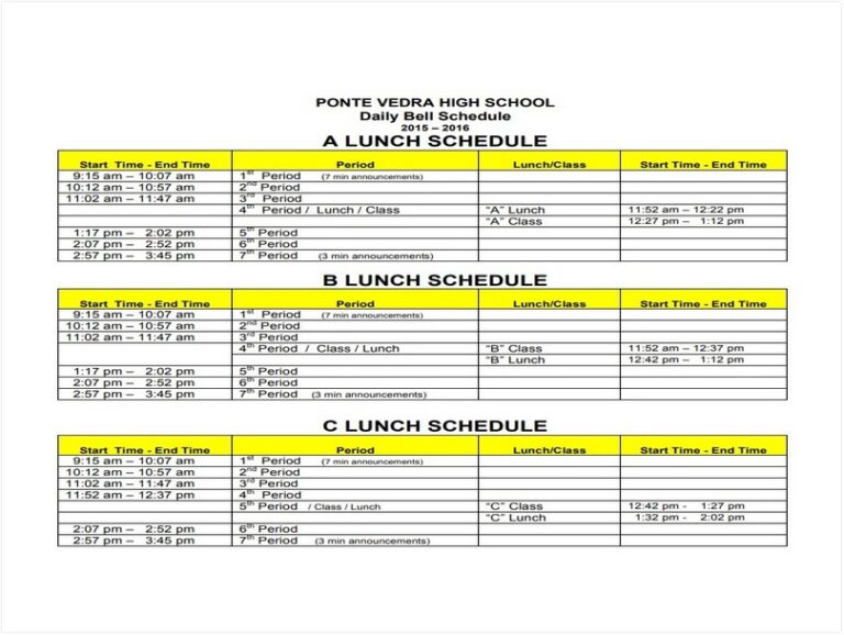 15+ Useful Lunch Schedule Template To Make A Discipline and Healthy ...