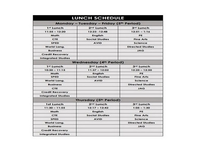 15+ Useful Lunch Schedule Template To Make A Discipline and Healthy ...