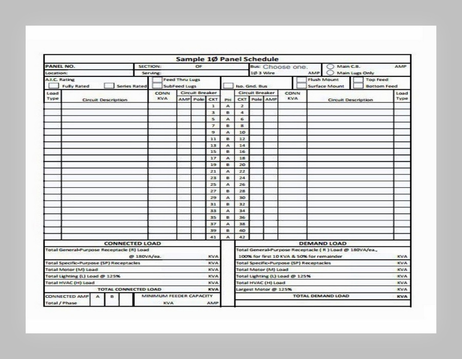 Excel Panel Schedule Template