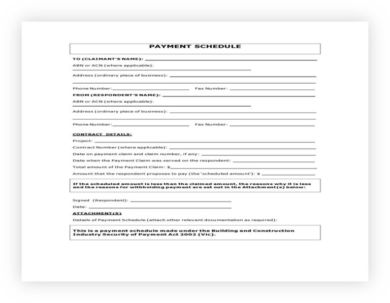 55+ Simple Payment Schedule Template (Word, Excel) - sample schedule