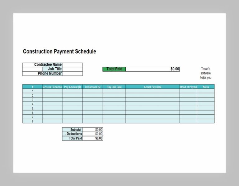 8+ Free Payment Schedule for Construction sample schedule