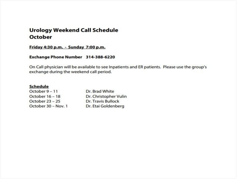 13+ Outstanding On Call Rotation Schedule Template sample schedule