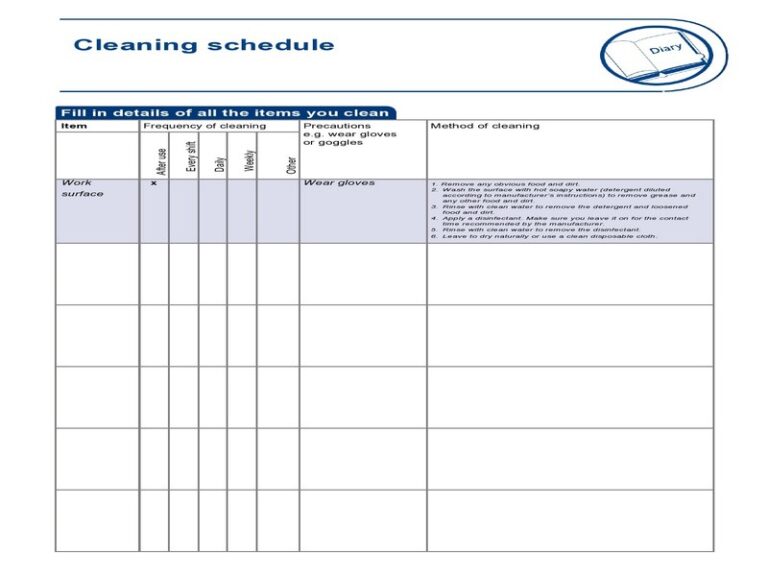 50+ Best Printable Cleaning Schedule Template for Achieving Daily ...