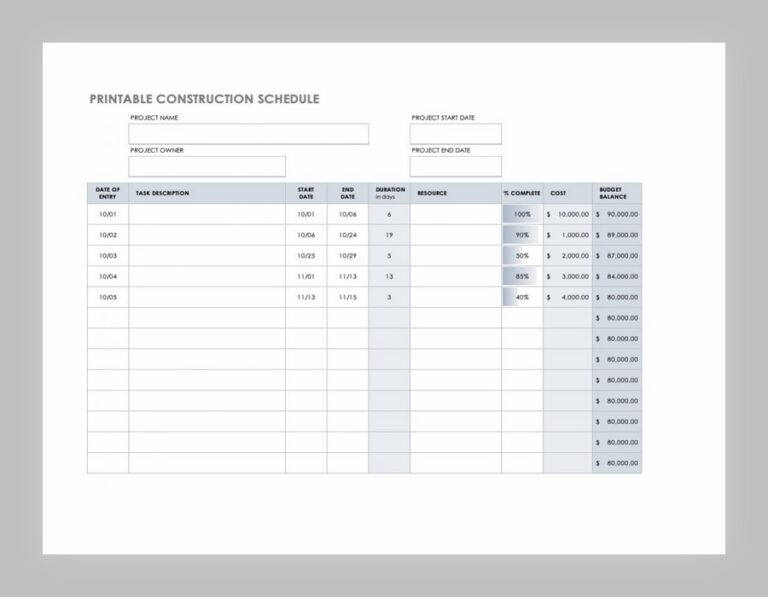 8  Free Payment Schedule for Construction sample schedule