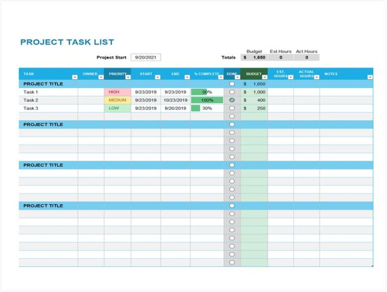 7+ Free Task Scheduler Template sample schedule