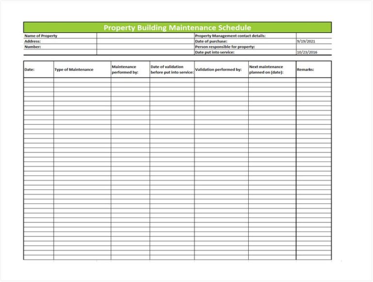 11+ Free Building Maintenance Schedule Template for Building Managers ...