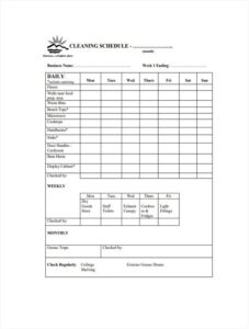 10+ Free Cleaning Schedule Template for Restaurant - sample schedule