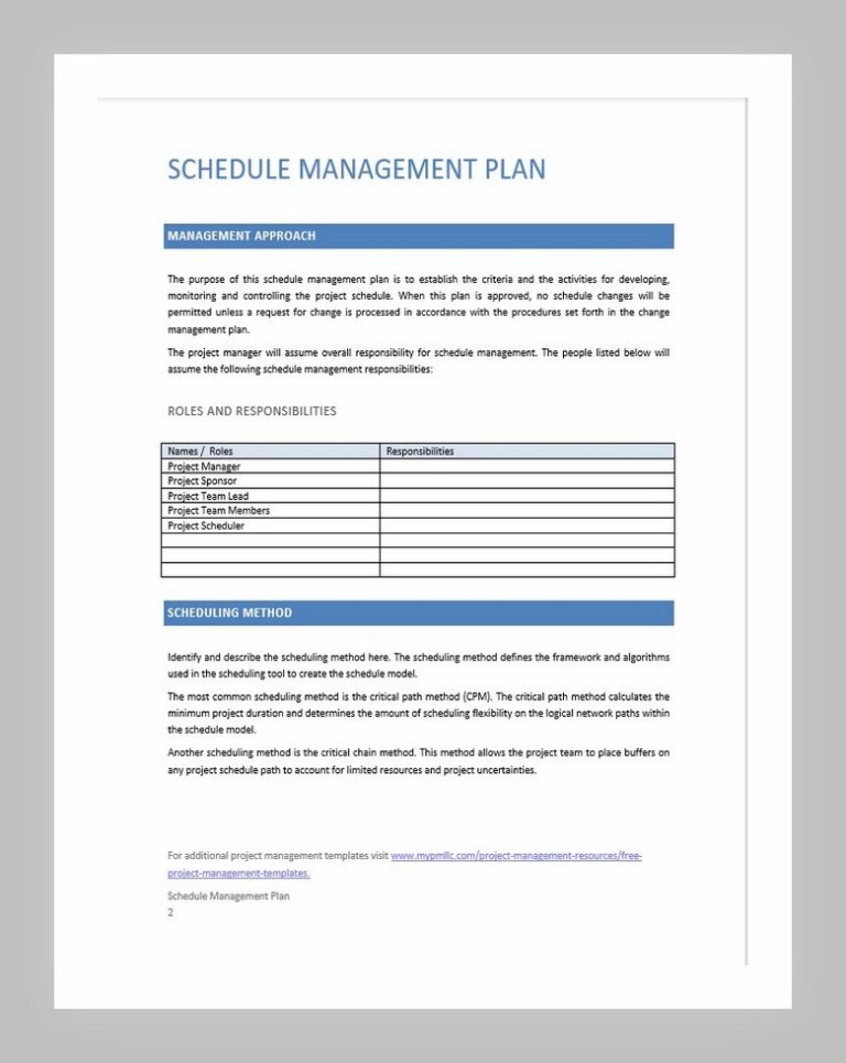 10+ Free Schedule Management Plan Template - sample schedule