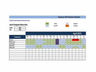 Shift Rotation Schedule Template 8+ Free - sample schedule