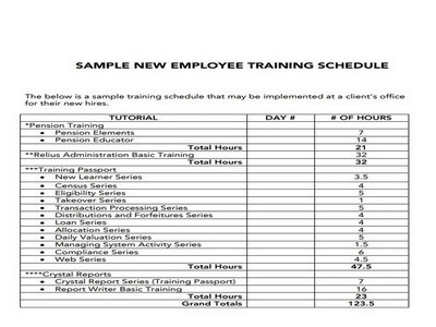 10+ Powerful Training Schedule For Employees - sample schedule