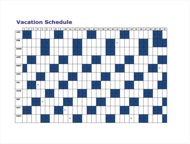 8+ Best Vacation Schedule Template Excel sample schedule