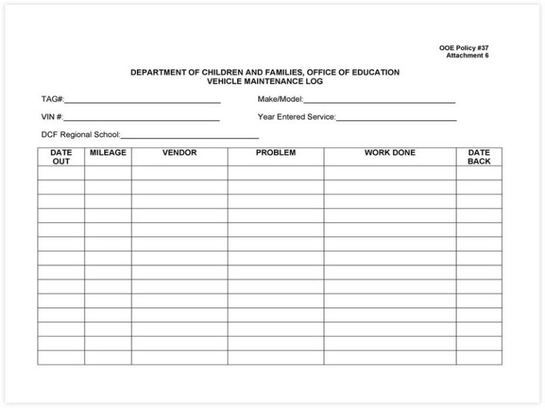 50 Best Vehicle Maintenance Schedule Template - sample schedule