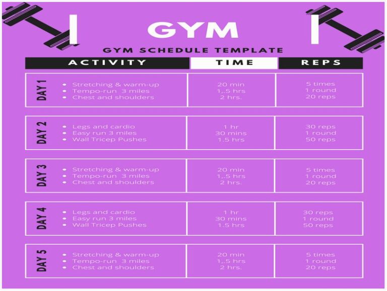 10+ Excellent Gym Schedule Template To Catch Your Customer’s Attraction ...