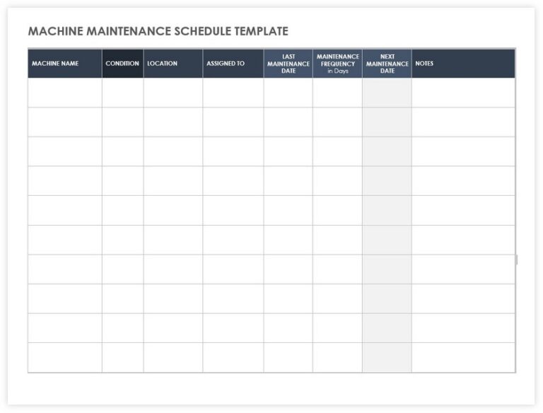 10+ Best Machine Maintenance Schedule Template (PDF WORD EXCEL ...